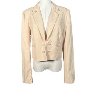 Paige Argentina Double Breasted Blazer Cropped Cream Jacket Size 6